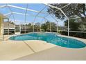 Beautiful in-ground swimming pool inside a screened enclosure with lush landscaping at 349 Plantation Club Dr, Debary, FL 32713
