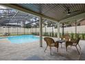 Relaxing pool area with patio furniture under a screened lanai at 465 Songbird Way, Apopka, FL 32712