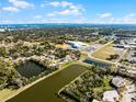 Aerial view showing the property's location near water and other homes at 825 Kottle S Cir, Daytona Beach, FL 32114