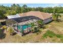 Screened-in outdoor pool with tropical landscaping offers a private oasis for relaxation and recreation at 3871 Dallas Blvd, Orlando, FL 32833