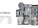 Floor plan of Cypress model, showing two bedrooms and two bathrooms at 14501 Grove Resort Ave # 3135, Winter Garden, FL 34787