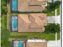 Bird's eye view of house with pool and surrounding homes at 2549 Archfeld Blvd, Kissimmee, FL 34747