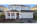 Two-story house with gray siding, gray shutters, and a paved driveway at 165 Williamson Dr, Davenport, FL 33897