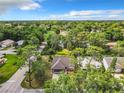 Single story home aerial view in wooded neighborhood at 120 Crooked Pine Rd, Port Orange, FL 32128