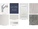 Interior design selections showcase elegant faucet, white cabinets, backsplash, floor tile, carpet and paint at 14922 Harvest St, Orlando, FL 32824