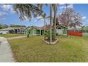 Green house with palm trees and a landscaped yard at 926 Freshmeadow Ct, Apopka, FL 32703