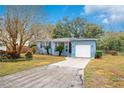 Newly painted light blue home with a one car garage and manicured lawn at 1734 Weltin St, Orlando, FL 32803