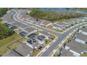 Aerial view of a house with a pool and solar panels in a residential area at 17584 Saw Palmetto Ave, Clermont, FL 34714