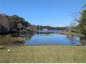 Picturesque lake view with lush green lawn and scattered lily pads, reflecting clear blue skies at 800 Lake Marion Dr, Altamonte Springs, FL 32701