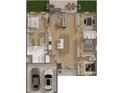 Detailed floor plan showcasing the layout of this house with an open kitchen and a 2-car garage at 15568 Sw 46Th Cir, Ocala, FL 34473