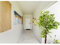 Bright entryway with white walls, decorative wall art, and potted plant at 6230 Chorus Dr, Mascotte, FL 34753