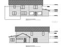 Architectural plan showing front and rear elevations of the home with window and door placements at 15 E Laurel St, Apopka, FL 32703
