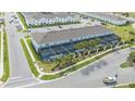 Aerial view of townhome community featuring screened patios and landscaping at 107 Jetty Way, Davenport, FL 33897