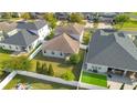 Aerial view of the backyard and fence, and showing the neighborhood and other houses nearby at 4455 Indigo Sky Ln, Kissimmee, FL 34744
