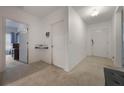 Hallway with carpet, and several doors: bedroom, utility closet, and entry door at 253 Golden Sands Cir, Davenport, FL 33837