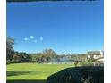 Scenic view from the condo with a beautiful lawn, pool, trees, and blue skies at 607 Waverly Ln # 403, Maitland, FL 32751