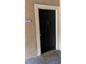Inviting condo entry with black door and welcome mat at 5548 Metrowest Blvd # 101, Orlando, FL 32811