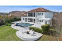 Spacious backyard with a pool, fire pit, and pergola, perfect for outdoor entertaining at 15138 Shonan Gold Dr, Winter Garden, FL 34787