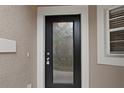 Close-up of front door, showcasing decorative glass panel and secure lock at 980 Crestwood Commons Ave, Ocoee, FL 34761