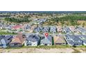 New construction home with a red pin for location nestled in a neighborhood with lush green landscaping at 247 Hampton Loop, Davenport, FL 33837