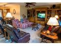 Cozy living room featuring built-in shelving, a TV, and comfortable seating at 9919 Hickory Hollow Rd, Leesburg, FL 34788