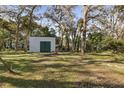 Spacious backyard features a storage shed and plenty of room for outdoor activities, surrounded by mature trees at 1744 E Welch Rd, Apopka, FL 32712