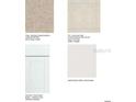 Sample of the available neutral toned finishes for a new home, including flooring, cabinets, and countertops at 4698 Coral Harbour Rd, Kissimmee, FL 34758