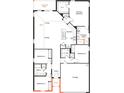 Detailed home floor plan featuring four bedrooms, two baths, kitchen, living, dining, and covered patio at 3934 Axis Valley Pl, St Cloud, FL 34772