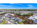 Aerial view of new construction with pond view and neighborhood amenities at 2222 Derwent Dr, Davenport, FL 33896