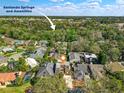 Aerial view of Sanlando Springs homes and amenities surrounded by lush green trees at 229 Springside Rd, Longwood, FL 32779