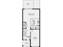 Layout of the first floor including the foyer, garage, kitchen, great room, half bath, and patio at 175 River Front Way, Edgewater, FL 32141