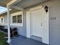 Close up of the front door with sidelights and plants at 3112 Eleuthera Ln, Orlando, FL 32827