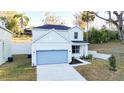 Attractive two-story home showcasing a light blue garage door and a clean, modern design at 1045 Morningside Dr, Eustis, FL 32726