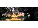 Beautiful sunset reflecting over a calm lake with lush trees, and distant buildings at 2913 Carmia Dr, Orlando, FL 32806