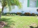 Landscaped front yard with vibrant orange flowers and a lush green lawn, providing a welcoming curb appeal at 1522 S Shore Dr, Tavares, FL 32778