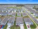 Aerial view of a suburban neighborhood showcasing well-maintained homes, green spaces, and a network of streets at 406 Sandbar Ave, Haines City, FL 33844