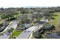 Scenic aerial view of Legends community entrance with lush landscaping and ponds at 3819 Breckinridge Ln, Clermont, FL 34711