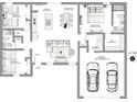 Detailed floor plan showcasing layout of bedrooms, bathrooms, kitchen, living room, and garage at 15760 Sw 55Th Avenue Rd, Ocala, FL 34473