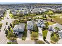 Expansive aerial view of a residential neighborhood featuring well-maintained homes, lush landscaping, and community green spaces at 1440 Pro Shop Ct, Davenport, FL 33896