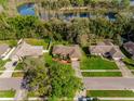 Aerial view of the house with a pond in the background at 4355 Watermill Ave, Orlando, FL 32817