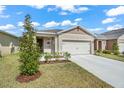 Well maintained single story home with green lawn, neutral colors, and a two car garage at 993 King Parc Rd, Orange City, FL 32763