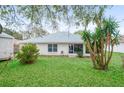 Spacious backyard featuring lush green lawn and mature trees, offering ample space for outdoor activities at 3203 Victoria Ln, Eustis, FL 32726