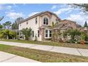 Well-maintained two-story house with landscaped yard and a screened-in patio, perfect for outdoor living and entertaining at 12100 Calaboose Ct, Orlando, FL 32828