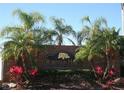 Robinson Hills neighborhood sign surrounded by lush landscaping, including palm trees and vibrant bromeliads at 7756 Beridale Ct, Orlando, FL 32818