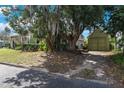 Lush yard featuring mature trees, a two-car garage, and access to rear of the home at 501 Sheridan Blvd, Orlando, FL 32804