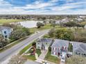 Lovely neighborhood with a beautiful pond in the background and tree-lined streets at 5852 Mariposa Cove Ln, Orlando, FL 32822