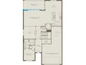First floor plan featuring open concept living area, kitchen and cafe, and 3 car tandem garage at 3110 Norcott Dr, Davenport, FL 33837