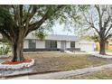 Exterior shot of home with mature landscaping, well-manicured lawn, neutral paint, and covered front porch at 8874 Hillsdale Dr, Orlando, FL 32818