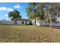 Exterior showcasing a well-maintained yard, fenced perimeter, and mature trees enhancing the home's curb appeal at 2531 Ludlow St, Deltona, FL 32738