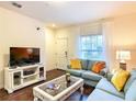 Comfortable living room features modern decor and wood-look flooring at 5352 Diplomat Ct # 107, Kissimmee, FL 34746